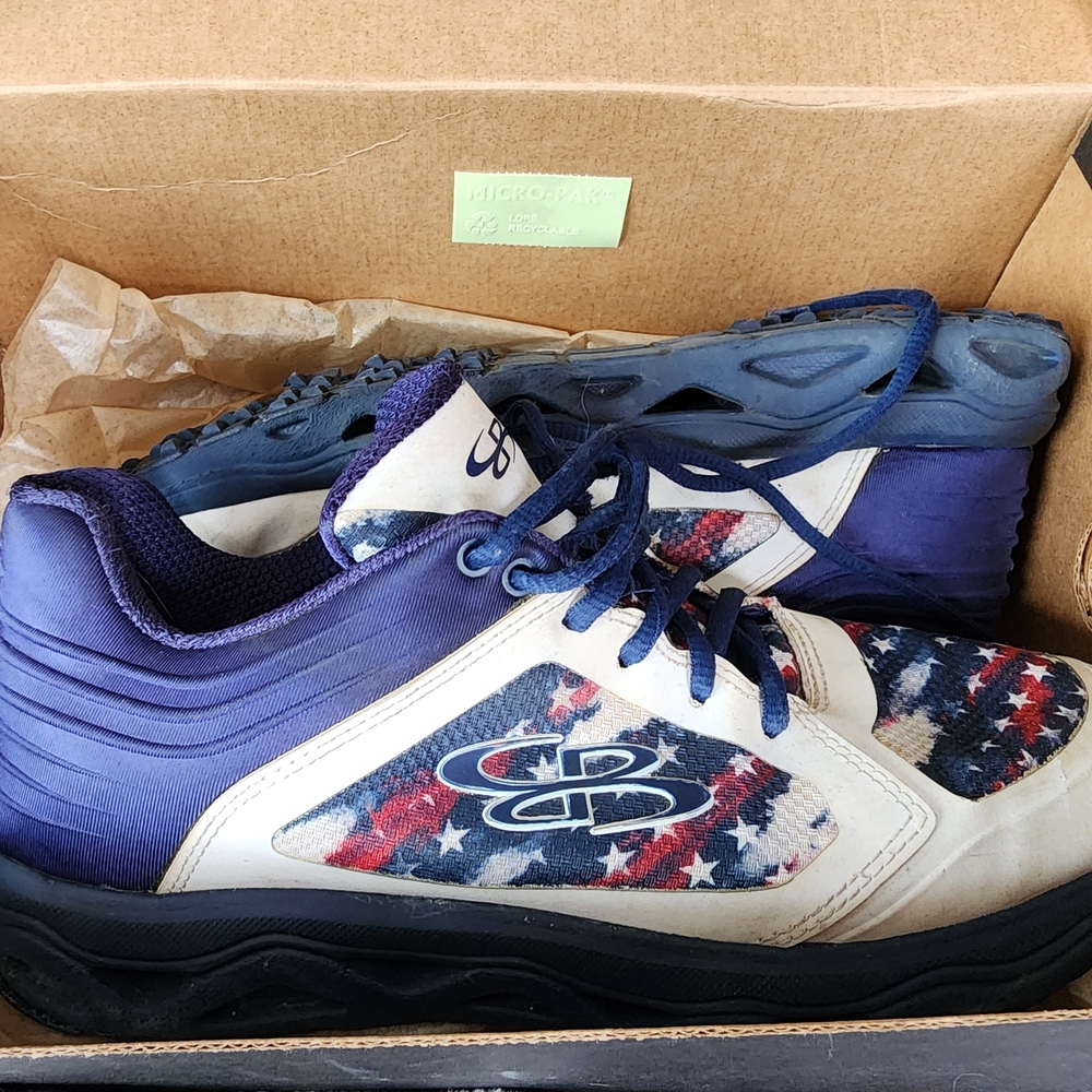 Patriotic Sneakers with Blue and Red Design